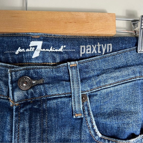 7 For All Mankind Men’s Paxtyn Blue Slim Jeans Distressed Size 28 - Picture 6 of 9